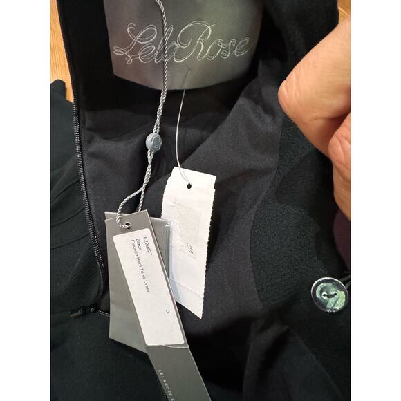 Lela Rose classy black long sleeve wool blend flounced hem tunic dress size 0 - Picture 12 of 16